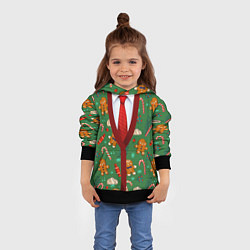 Толстовка-худи детская Новогодний свитер с печеньками, цвет: 3D-черный — фото 2