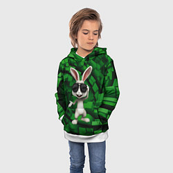 Толстовка-худи детская Прикольный заяц в тёмных очках, цвет: 3D-белый — фото 2