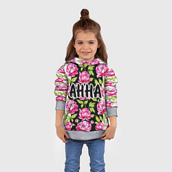 Толстовка-худи детская Анна в цветах, цвет: 3D-меланж — фото 2