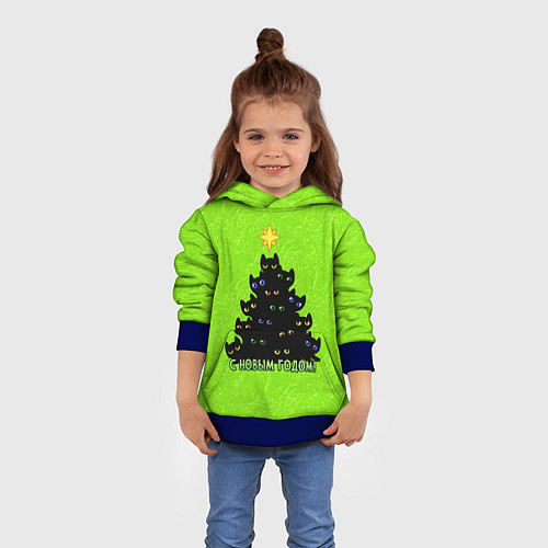 Детская толстовка С Новым годом - ёлочка из кошечек / 3D-Синий – фото 4