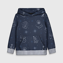 Толстовка-худи детская Новогодние символы года, цвет: 3D-меланж