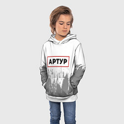 Толстовка-худи детская Артур - в красной рамке на светлом, цвет: 3D-белый — фото 2