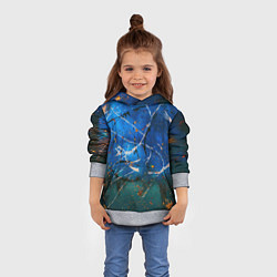 Толстовка-худи детская Тёмно-синий туман и краски, цвет: 3D-меланж — фото 2
