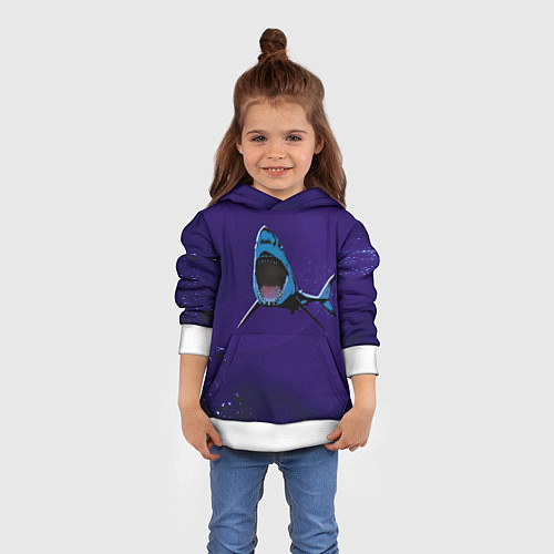 Детская толстовка Акула в синем море / 3D-Белый – фото 4