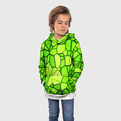 Толстовка-худи детская Неоновые салатовые осколки, цвет: 3D-белый — фото 2