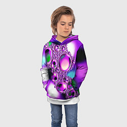 Толстовка-худи детская Фиолетовые пузыри, цвет: 3D-белый — фото 2