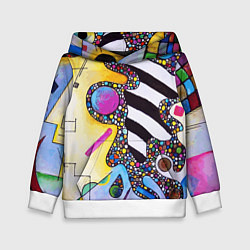 Толстовка-худи детская Василий Кандинский Абстрактная композиция, цвет: 3D-белый