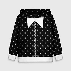 Толстовка-худи детская Уэнсдей Аддамс: униформа с черепами, цвет: 3D-белый