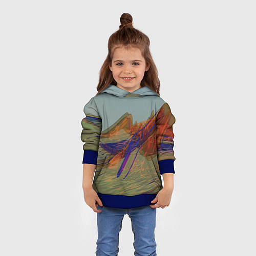 Детская толстовка Волнообразные разноцветные музыкальные линии / 3D-Синий – фото 4