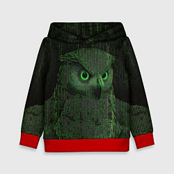 Толстовка-худи детская Сова в стиле ASCII-графики, цвет: 3D-красный