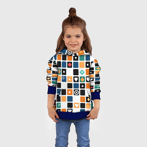 Детская толстовка Разноцветный геометрический узор Мозаика / 3D-Синий – фото 4