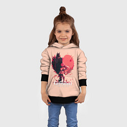 Толстовка-худи детская Геншин Импакт, героиня на фоне сердца, цвет: 3D-черный — фото 2