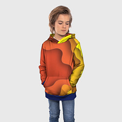 Толстовка-худи детская Оранжево-жёлтый разлом, цвет: 3D-синий — фото 2