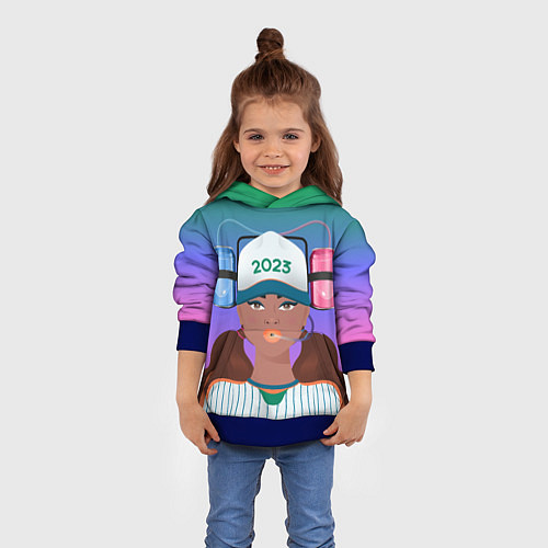 Детская толстовка Девушка фанатик / 3D-Синий – фото 4
