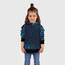 Толстовка-худи детская Неоновый синий блеск на черном фоне, цвет: 3D-черный — фото 2