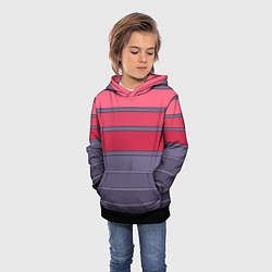 Толстовка-худи детская Полосатый красно -серый, цвет: 3D-черный — фото 2