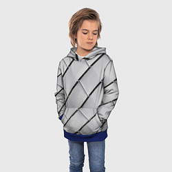 Толстовка-худи детская Серый блоковый металлический паттерн, цвет: 3D-синий — фото 2