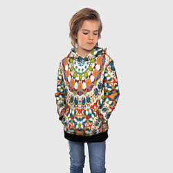 Толстовка-худи детская Разноцветный этнический орнамент, цвет: 3D-черный — фото 2