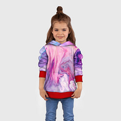 Толстовка-худи детская Разлитая смешанная краска, цвет: 3D-красный — фото 2