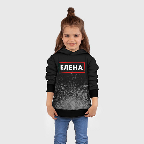 Детская толстовка Елена - в красной рамке на темном / 3D-Черный – фото 4