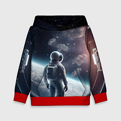 Толстовка-худи детская Одиночество в космосе, цвет: 3D-красный