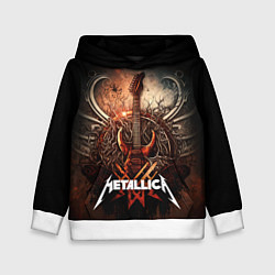 Толстовка-худи детская Metallica гитара и логотип, цвет: 3D-белый