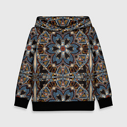 Толстовка-худи детская Этнический круговой орнамент, цвет: 3D-черный