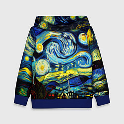 Толстовка-худи детская Винсент ван Гог, звездная ночь, цвет: 3D-синий