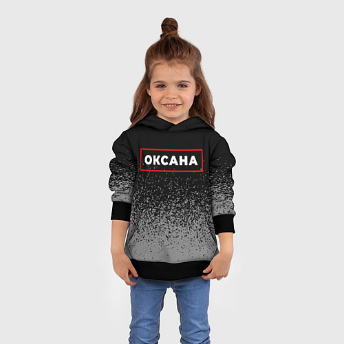 Детская толстовка Оксана - в красной рамке на темном / 3D-Черный – фото 4