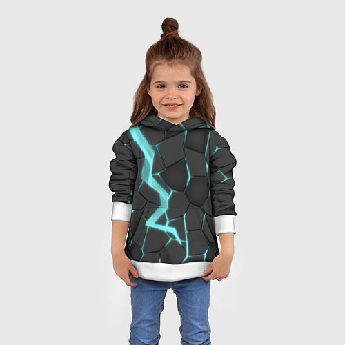 Детская толстовка Голубой неон / 3D-Белый – фото 4
