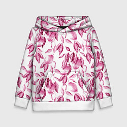 Толстовка-худи детская Лимоны в розовом монохроме - паттерн, цвет: 3D-белый