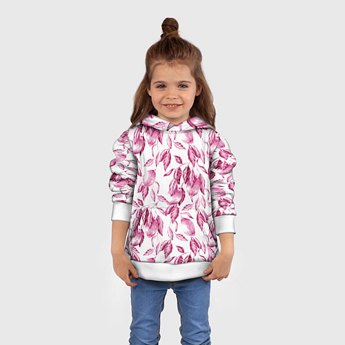 Детская толстовка Лимоны в розовом монохроме - паттерн / 3D-Белый – фото 4