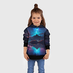 Толстовка-худи детская Ночное небо, пейзаж, цвет: 3D-черный — фото 2