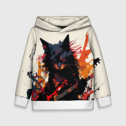Толстовка-худи детская Black rocker cat on a light background - C-Cats co, цвет: 3D-белый