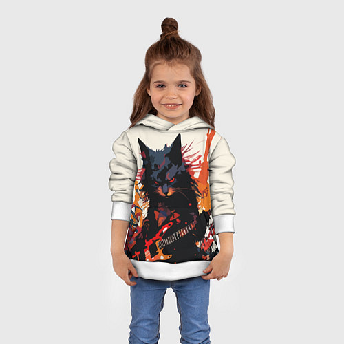 Детская толстовка Black rocker cat on a light background - C-Cats co / 3D-Белый – фото 4