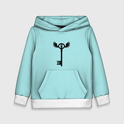 Толстовка-худи детская Ключик к замочку голубой, цвет: 3D-белый