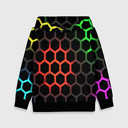 Толстовка-худи детская Gradient hexagon genshin, цвет: 3D-черный