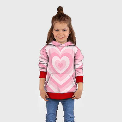 Детская толстовка Hearts pink / 3D-Красный – фото 4