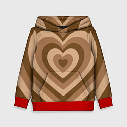 Толстовка-худи детская Hearts brown, цвет: 3D-красный