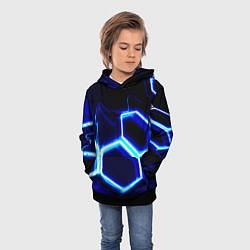 Толстовка-худи детская Neon abstraction plates storm, цвет: 3D-черный — фото 2
