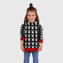 Толстовка-худи детская Bunny pattern black, цвет: 3D-красный — фото 2