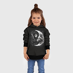 Толстовка-худи детская Волки инь-янь луна, цвет: 3D-черный — фото 2