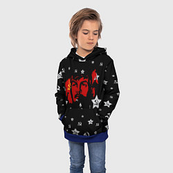 Толстовка-худи детская Ленин на фоне звезд, цвет: 3D-синий — фото 2