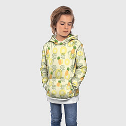 Толстовка-худи детская Узор из ананасов на желтом фоне, цвет: 3D-белый — фото 2