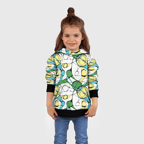 Детская толстовка Цветной нейрографический узор / 3D-Черный – фото 4