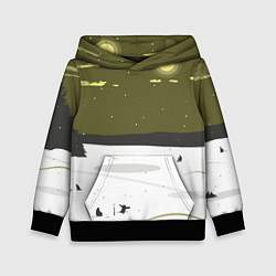Толстовка-худи детская Зимняя рыбалка, цвет: 3D-черный