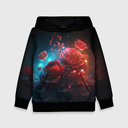 Детская толстовка Алые розы в ночном лесу