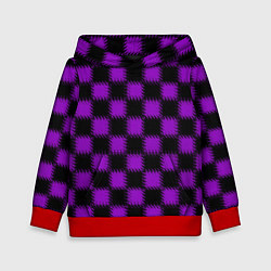 Толстовка-худи детская Фиолетовый черный узор Шахматка, цвет: 3D-красный