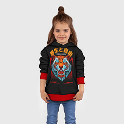 Толстовка-худи детская Old tiger, цвет: 3D-красный — фото 2