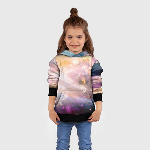 Детская толстовка Аморфное абстрактное космическое красочное небо / 3D-Черный – фото 4